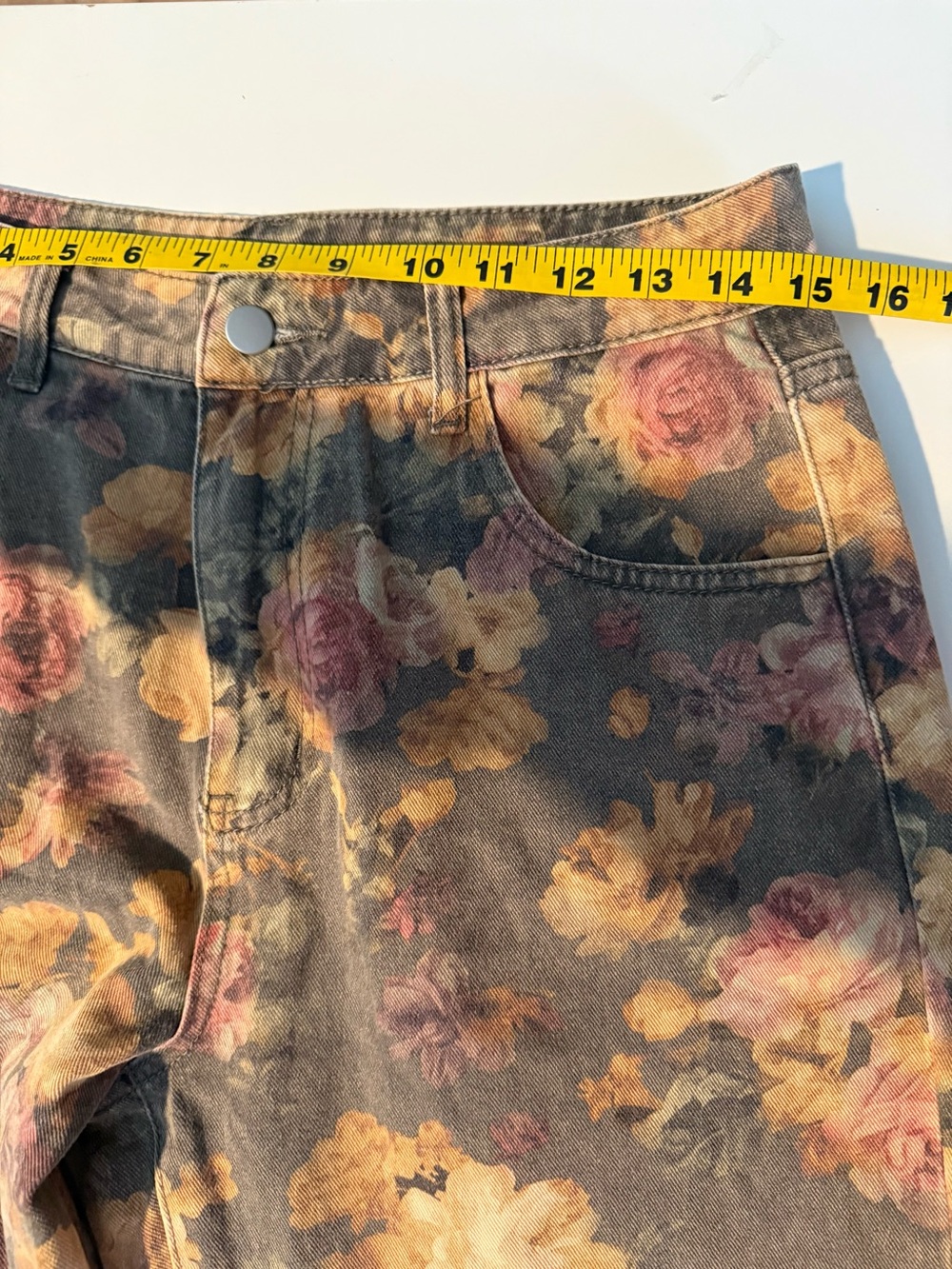 & Other Stories High-Rise Floral Jeans — Pink & Yellow Roses